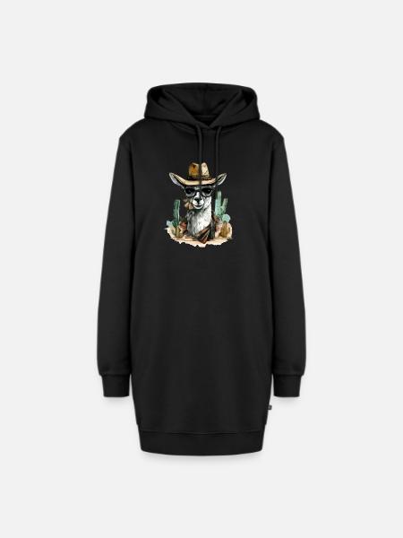 Jiko, der Cowboy-Lama - Hoodie-Kleid - Schwarz