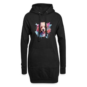 chien caniche - Sweat-shirt à capuche long Femme - noir - Devant