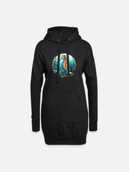 Seepferdchen - Hoodie-Kleid - Schwarz