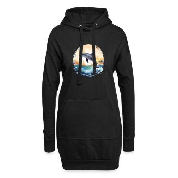 Delphin-Sprung - Hoodie-Kleid - Schwarz - Vorne