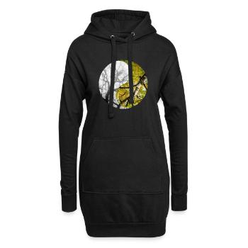 Yin und Yang der Jahreszeiten - Hoodie-Kleid - Schwarz - Vorne