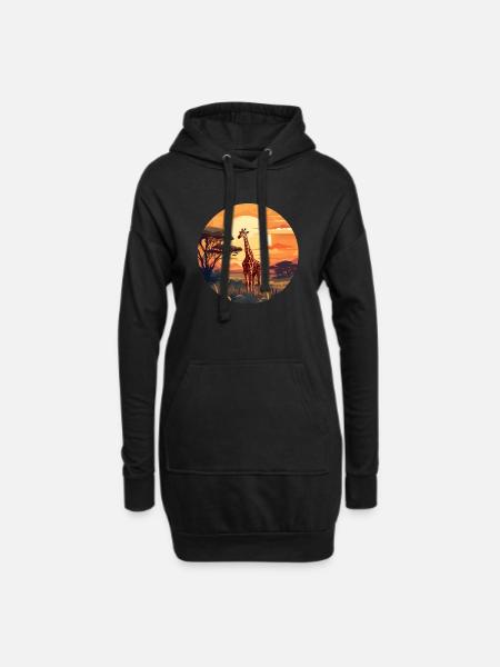 Girafe - Sweat-shirt à capuche long Femme - noir