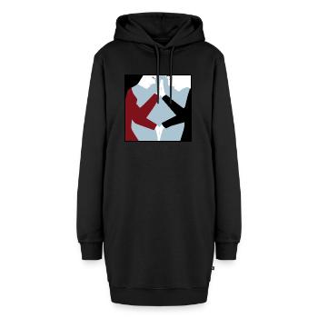 Verbindung - Hoodie-Kleid - Schwarz - Vorne - AI Model Female 172 light (172cm)