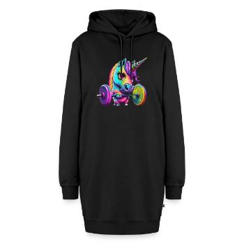 Fitness Einhorn - Hoodie-Kleid - Schwarz - Vorne
