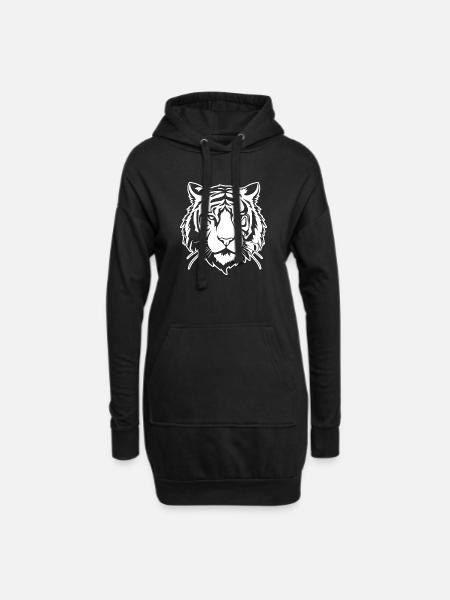 Tiger Raubkatze - Hoodie-Kleid - Schwarz