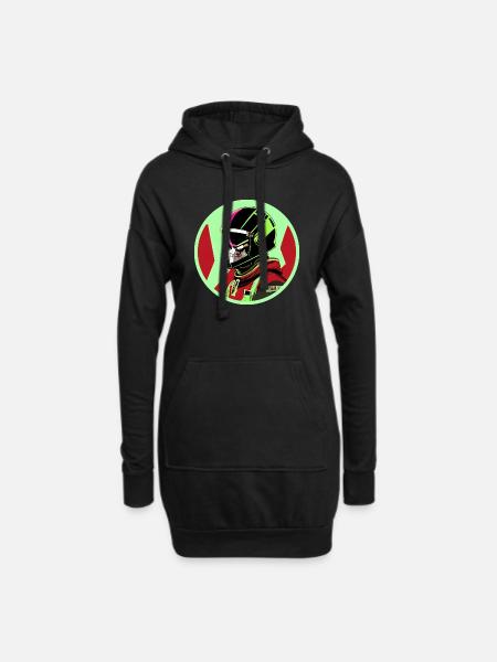 Schädel in einem Helm - Hoodie-Kleid - Schwarz