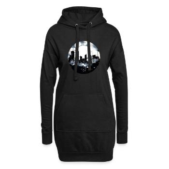 La ville dans la nuit - Sweat-shirt à capuche long Femme - noir - Devant