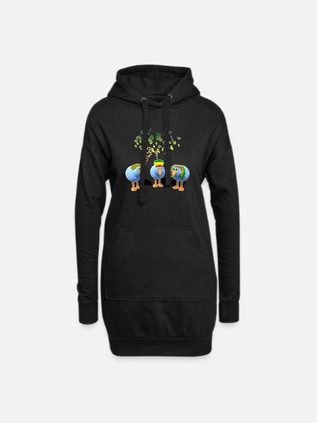 Three little Reggae Birds - Hoodie-Kleid - Schwarz
