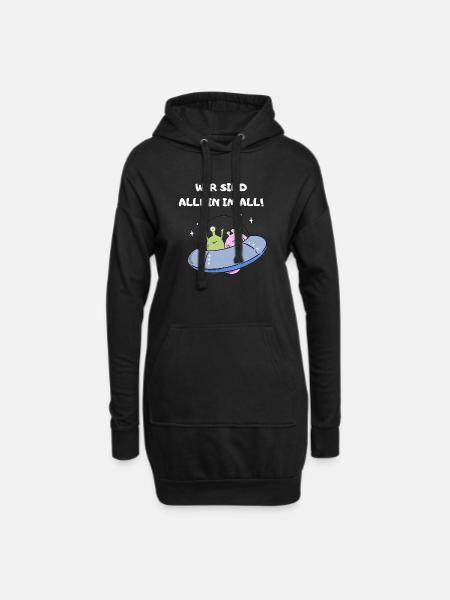 Aliens im Ufo - Hoodie-Kleid - Schwarz