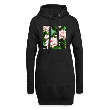 Wasserlilien Seerosen - Hoodie-Kleid - Schwarz - Vorne