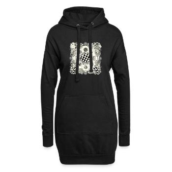 Echiquier Alien n°3 - Sweat-shirt à capuche long Femme - noir - Devant
