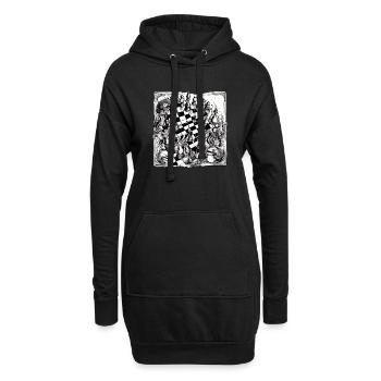 Abstraction échiquéenne n°2 - Sweat-shirt à capuche long Femme - noir - Devant