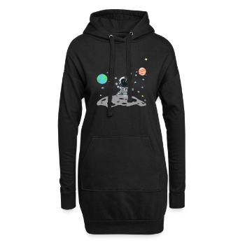astronaute gris - Sweat-shirt à capuche long Femme - noir - Devant