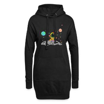 Gelber und roter Astronaut - Hoodie-Kleid - Schwarz - Vorne