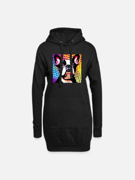 Boston Terrier Pop Art - Hoodie-Kleid - Schwarz
