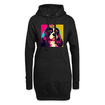 Cavalier King Charles Spaniel Pop Art - Sweat-shirt à capuche long Femme - noir - Devant
