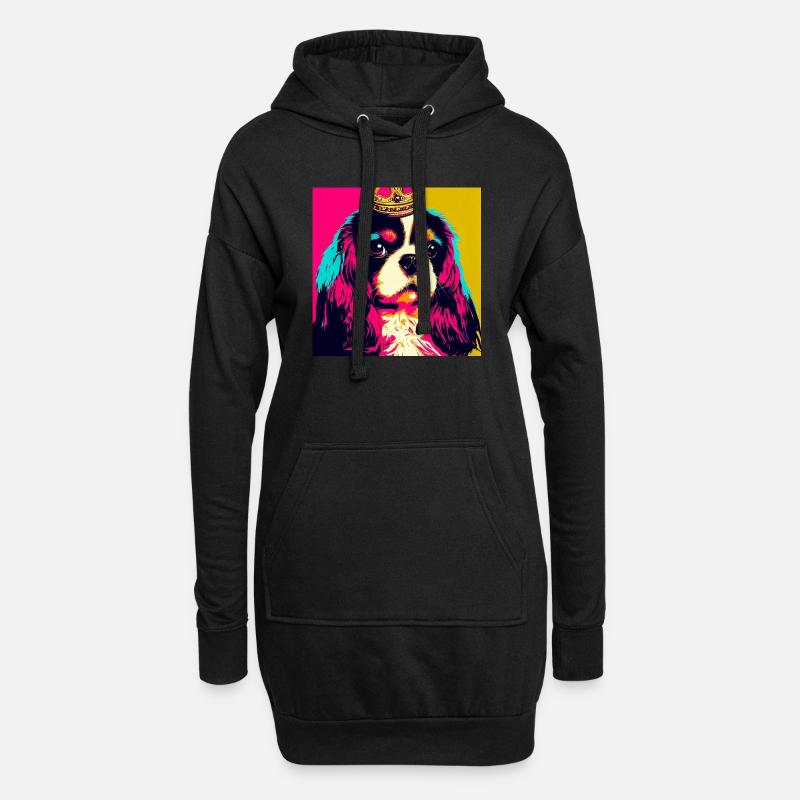 Cavalier King Charles Spaniel Pop Art - Hoodie-Kleid - Schwarz