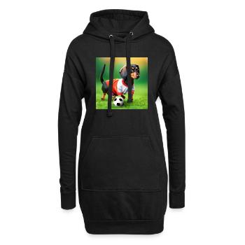 Teckel jouant au football - Sweat-shirt à capuche long Femme - noir - Devant