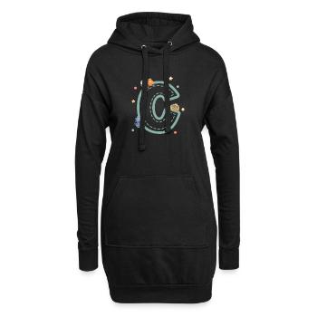Fahrzeug Buchstabe c - personalisiertes Kindergeschenk - Hoodie-Kleid - Schwarz - Vorne