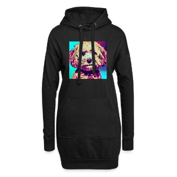 Pudel Kreuz Pop Art - Hoodie-Kleid - Schwarz - Vorne