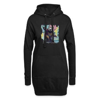 Faultier auf dem Skateboard - Hoodie-Kleid - Schwarz - Vorne