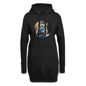 Eule - Eule - Zeichnung Illustration Vogel - Hoodie-Kleid - Schwarz - Vorne