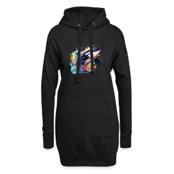 der bunte Orca-Wahl - Hoodie-Kleid - Schwarz - Vorne