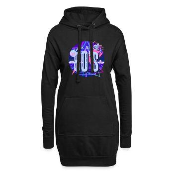 Retour aux années 80 - Zürück in die 80er - Rétro - Sweat-shirt à capuche long Femme - noir - Devant