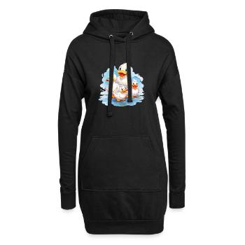 Canards joyeux - Sweat-shirt à capuche long Femme - noir - Devant