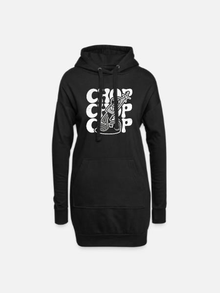 Vintage Cartoon Kitchen Knife Chop Mascot - Hoodie Dress - black