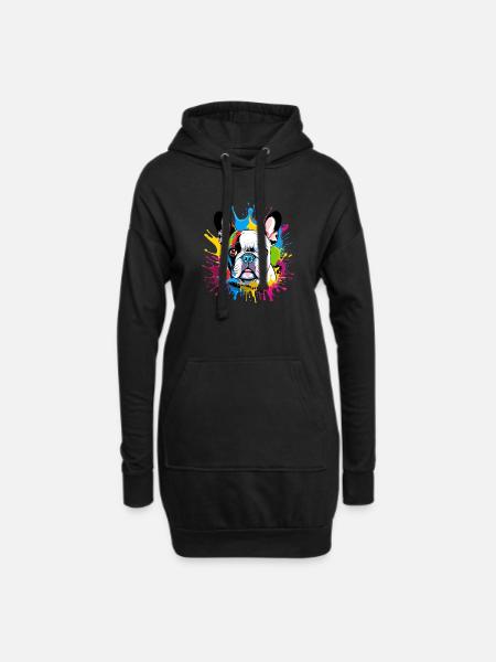 French Bulldog - Hoodie Dress - black