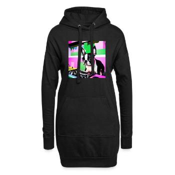 Boston Terrier DJ - Sweat-shirt à capuche long Femme - noir - Devant