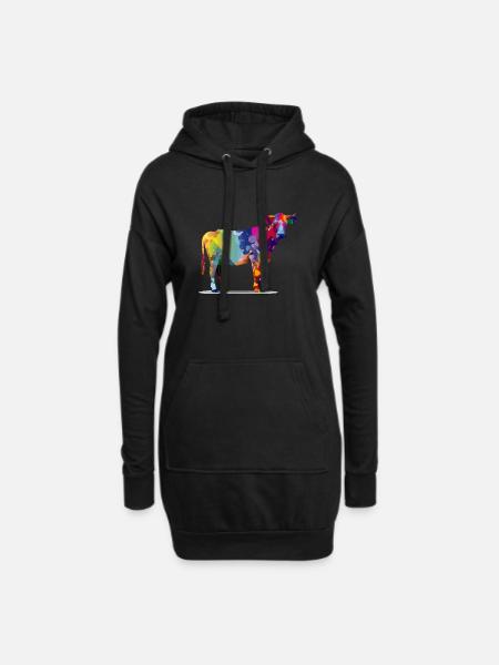 Auch bekannt als die bunte Kuh - Hoodie-Kleid - Schwarz
