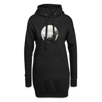 Navire viking sur la mer avec glacier - Sweat-shirt à capuche long Femme - noir - Devant