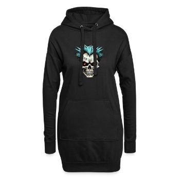 Cute Punk Skull / Kawaii Punk Skull - Hoodie Dress - black - Front