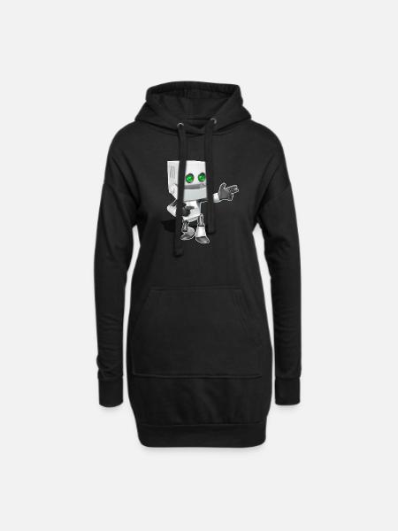 Chibi Roboter - Hoodie-Kleid - Schwarz