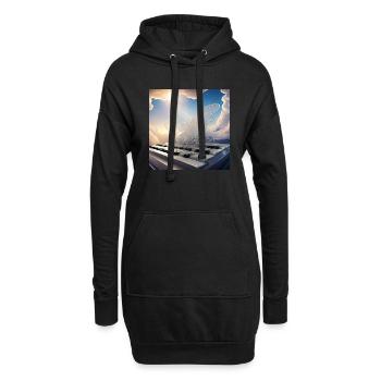 La musique est dans l’air - Sweat-shirt à capuche long Femme - noir - Devant