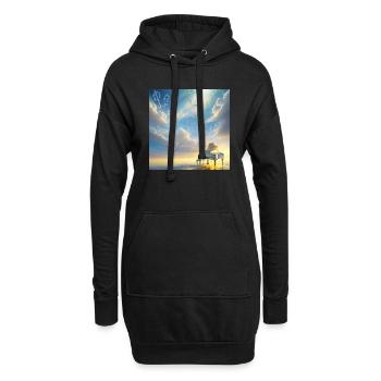 Musik liegt in der Luft - Hoodie-Kleid - Schwarz - Vorne