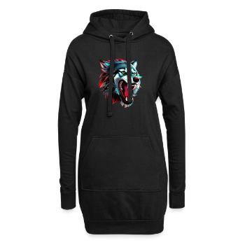 loup - Sweat-shirt à capuche long Femme - noir - Devant