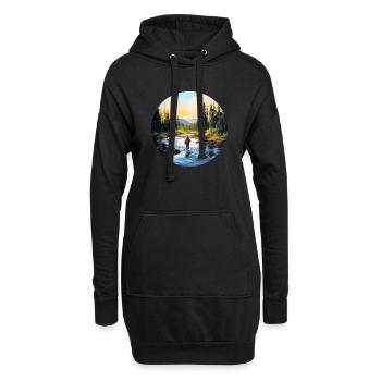 Ein Gemälde eines Fliegenfischers im Fluss - Hoodie-Kleid - Schwarz - Vorne
