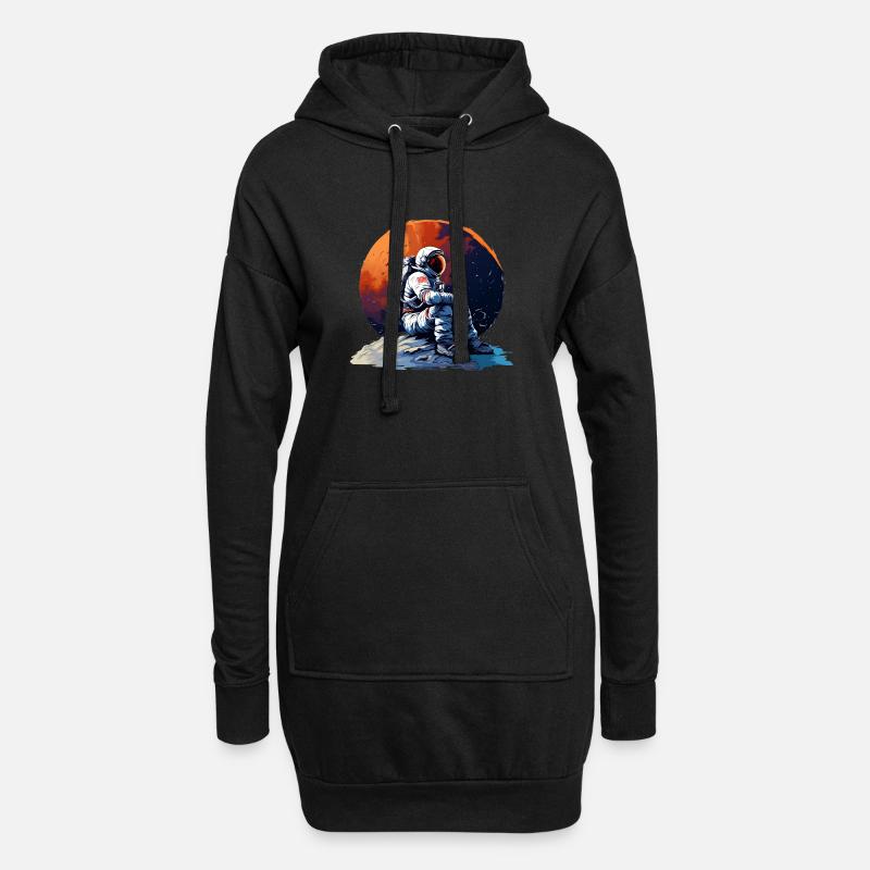 Gestrandeter Astronaut - Hoodie-Kleid - Schwarz
