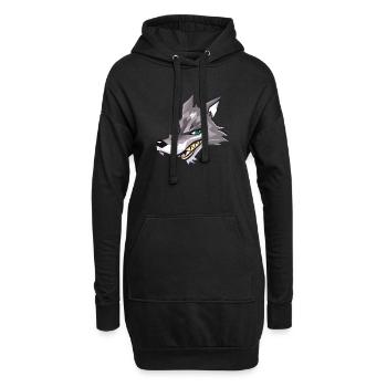 wolf - Hoodie Dress - black - Front