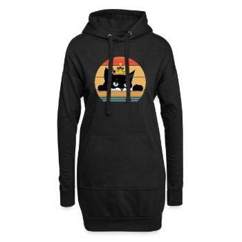 Katze - Hoodie-Kleid - Schwarz - Vorne
