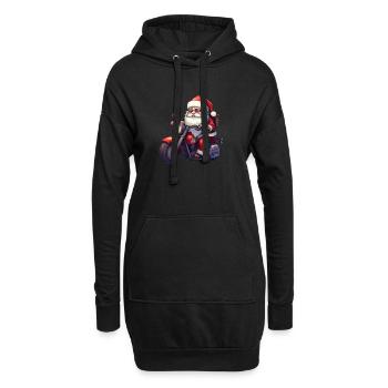 Lustiger Cartoon Santa Clause auf Motorrad - Hoodie-Kleid - Schwarz - Vorne