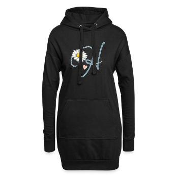 Buchstabe H Gänseblümchen Herz - Hoodie-Kleid - Schwarz - Vorne