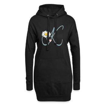 Lettre K Cœur de marguerite - Sweat-shirt à capuche long Femme - noir - Devant
