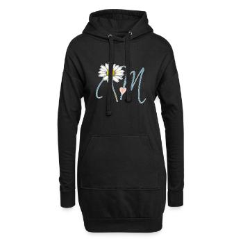 Lettre M Cœur de Marguerite - Sweat-shirt à capuche long Femme - noir - Devant