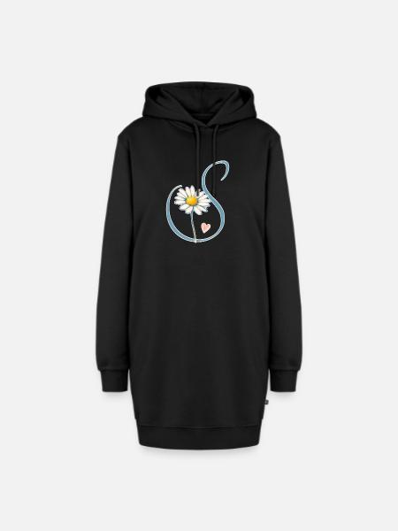 Buchstabe S Gänseblümchen Herz - Hoodie-Kleid - Schwarz