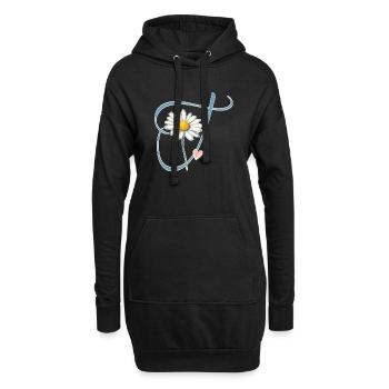Lettre T Daisy Heart - Sweat-shirt à capuche long Femme - noir - Devant