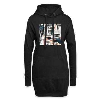 modernes Pinseldesign - Hoodie-Kleid - Schwarz - Vorne